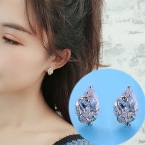 Fashion Rhinestone Inlaid Peacock Shaped Stud Earrings 