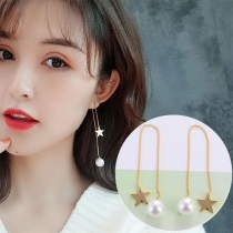 Fashion Pearl Pentagram Pendant Earrings