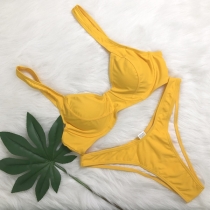 Sexy Solid Color Low-waist Bikini Set