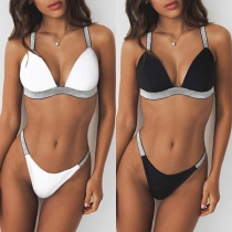 Sexy Backless Low-waist Shinning Bikini Set