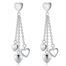 Fashion Heart Pendant Tassel Earrings