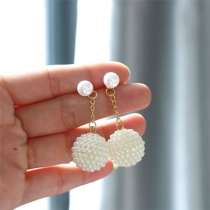 Fashion Bead Inlaid Ball Pendant Earrings