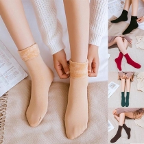 Fashion Solid Color Plush Lining Socks