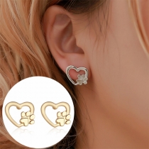 Sweet Style Heart Shaped Stud Earrings