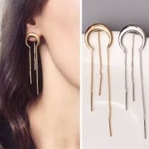 Fashion Tassel Pendant Crescent Shaped Stud Earrings 