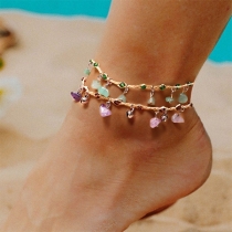Bohemian Style Colored Stone Pendant Anklet 