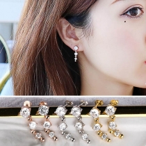 Fashion Rhinestone Inlaid Tassel Earrings