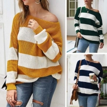 Fashion Long Sleeve Round Neck Loose Knit Top 