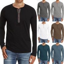 Simple Style Long Sleeve Round Neck Solid Color Man's T-shirt