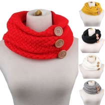Fashion Solid Color Button Knit Infinity Scarf