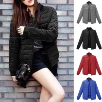 Fashion Solid Color Long Sleeve Stand Collar Padded Coat 
