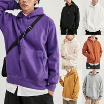 Fashion Solid Color Long Sleeve Man's Loose Hoodie 