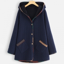 Fashion Printed Spliced Long Sleeve Hooded Coat 