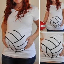 Fashion Short Sleeve Round Neck Football Printed Maternity T-shirt