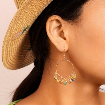 Bohemian Style Round-sheet Pendant Earrings 