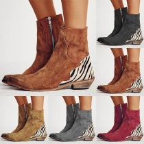 Fashion Flat Heel Pointed Toe Side-zipper Boots Booties