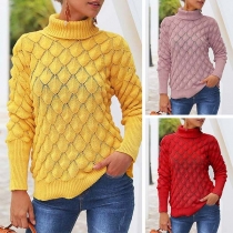 Fashion Solid Color Long Sleeve Turtleneck Sweater 