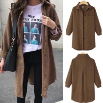 Fashion Solid Color Button Front Long Sleeve Ribbed Thin Cardigan