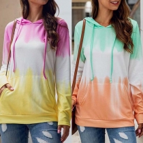 Fashion Long Sleeve Color Gradient Hooded Sweatshirt 