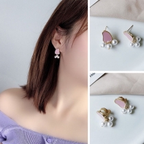 Fashion Imitation Pearl Inlaid Stud Earrings