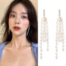 Fashion Imitation Pearl Tassel Pendant Earrings
