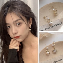 Fashion Rhinestone Imitation Pearl Inlaid Asymmetric Earrings
