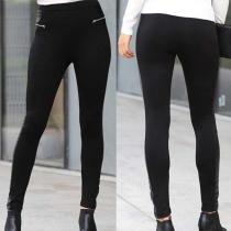 Fashion High Waist Slim Fit PU Leather Spliced Pants