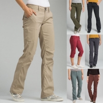 Fashion Solid Color High Waist Straight Pants