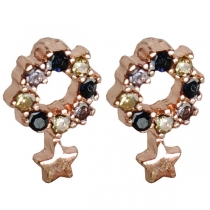 Fashion Colorful Rhinestone Inlaid Star Pendant Stud Earrings