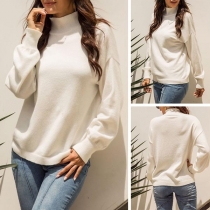 Simple Style Long Sleeve Turtleneck Solid Color Sweater 
