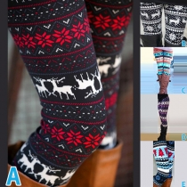 Fashion Snowflake Elk Printed High Waist Leggings