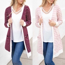 Fashion Long Sleeve Striped Cardigan 