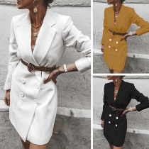 OL Style Long Sleeve Double-breasted Slim Fit Blazer Coat