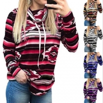 Fashion Long Sleeve Cowl Neck Printed Sweatshirt 