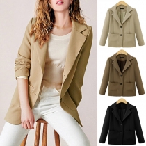 OL Style Long Sleeve Solid Color Blazer
