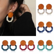 Simple Style Octagon Shaped Stud Earrings 
