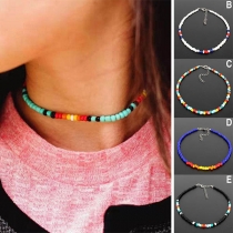 Bohemian Style Colorful Beaded Choker Necklace 