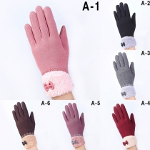 Fashion Lace Spliced Plush Lining Touch Sensitive Gloves
