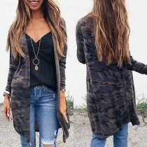 Fashion Camouflage Printed Long Sleeve Cardigan 
