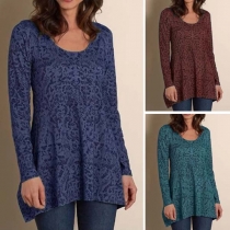 Fashion Long Sleeve Round Neck Printed T-shirt