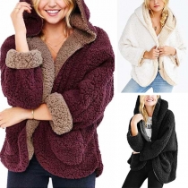 Fashion Solid Color Long Sleeve Faux Cashmere Coat
