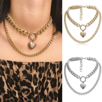 Fashion Heart Pendant Double-layer Necklace