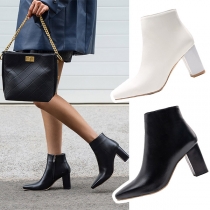 Fashion Thick Heel Square Toe Ankle Boots Booties
