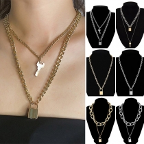 Retro Style Key&Lock Pendant Necklace