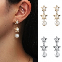 Fashion Imitation Pearl Inlaid Star Earrings