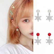 Fashion Rhinestone Inlaid Snowflake Pendant Earrings