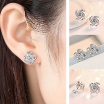 Fashion Rhinestone Inlaid Flower Shaped Stud Earrings