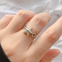 Retro Style Silver-tone Pentagram Ring