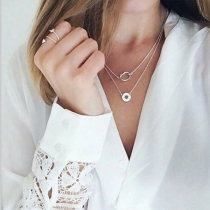 Simple Style Hexagram Pendant Double-layer Necklace