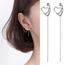 Fashion Hollow Out Heart Long Tassel Earrings